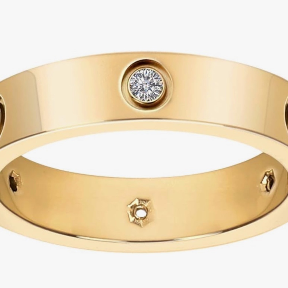 Fashion Classic 14K Gold Plated Cubic Zirconia Women Stacking Love Ring (size 5)